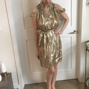 Gold Metallic Rachel Zoe Dress